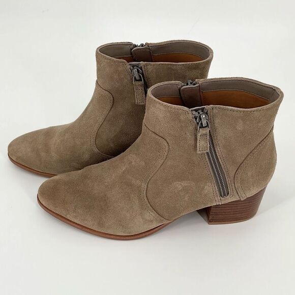 Johnston & Murphy Trista Double Zip Suede Leather Ankle Boots Taupe Women 8M - Picture 1 of 8